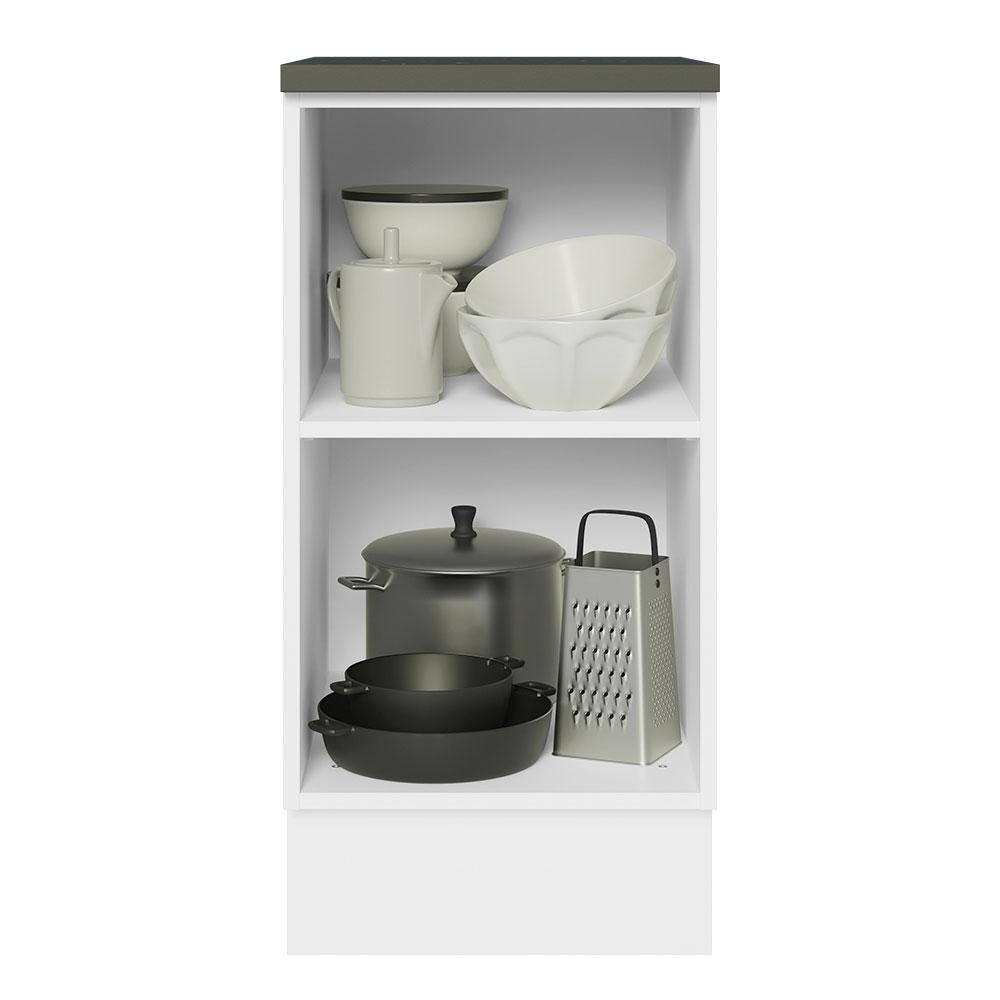 Balcão Armário de Cozinha 100% MDF 40 cm 1 Porta Branco/Preto Acordes Madesa