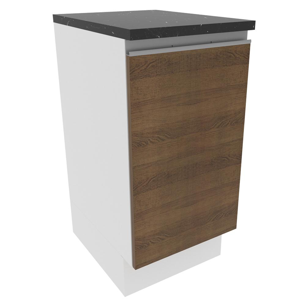 Balcão Armário de Cozinha 100% MDF 40 cm 1 Porta Branco/Rustic Acordes Madesa