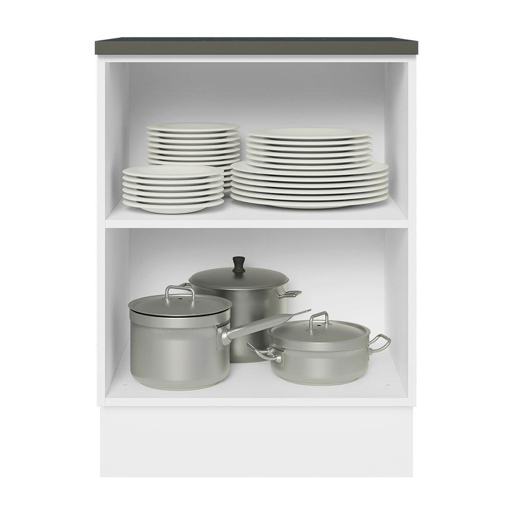 Balcão Armário de Cozinha 100% MDF 60 cm 1 Porta Branco/Preto Acordes Madesa