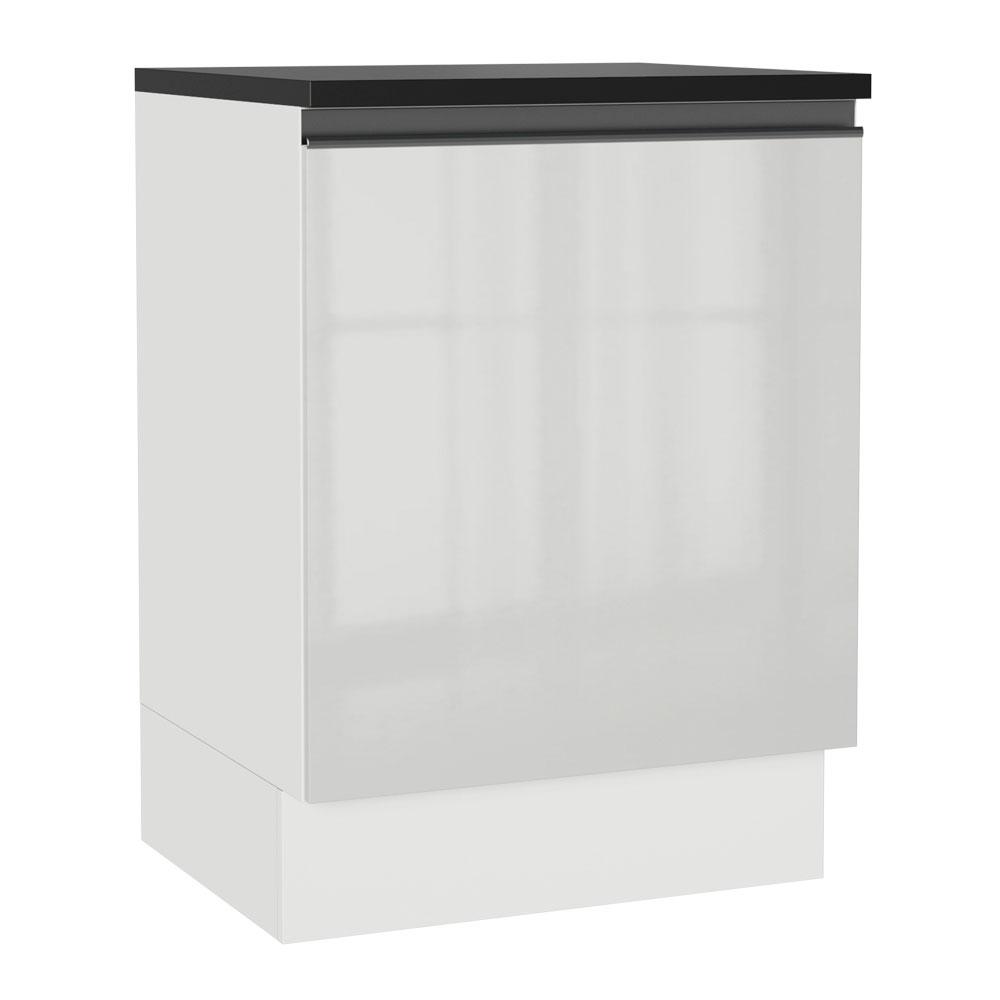 Balcão Armário de Cozinha 100% MDF 60 cm 1 Porta Frente Branco Brilho Acordes Madesa