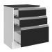 Balcão Armário de Cozinha 100% MDF 60 cm 3 Gavetas Branco/Preto Acordes Madesa