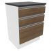 Balcão Armário de Cozinha 100% MDF 60 cm 3 Gavetas Branco/Rustic Acordes Madesa