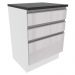 Balcão Armário de Cozinha 100% MDF 60 cm 3 Gavetas Frentes Branco Brilho Acordes Madesa