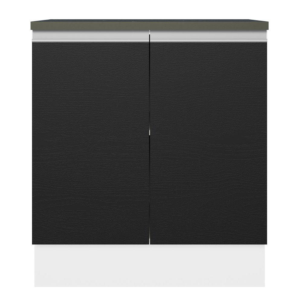 Balcão Armário de Cozinha 100% MDF 70 cm 2 Portas Branco/Preto Acordes Madesa