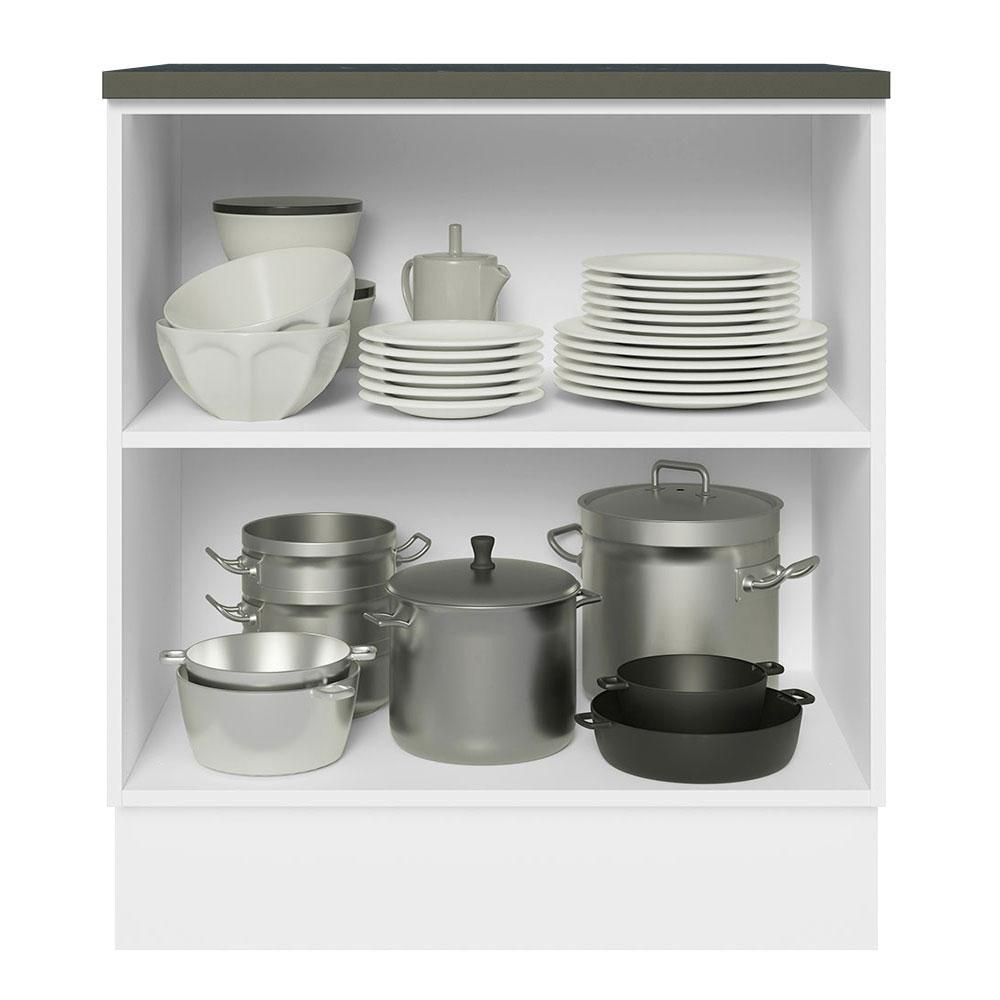 Balcão Armário de Cozinha 100% MDF 70 cm 2 Portas Branco/Rustic Acordes Madesa
