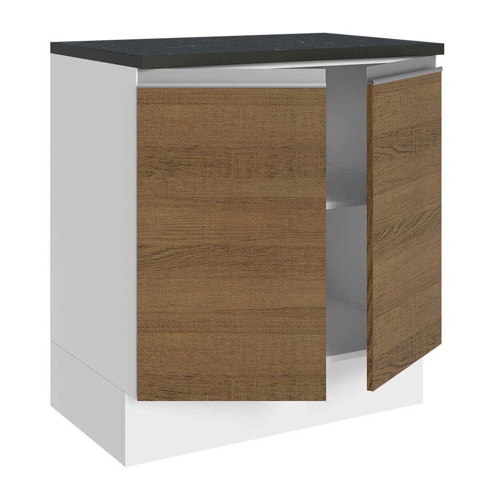 Balcão Armário de Cozinha 100% MDF 70 cm 2 Portas Branco/Rustic Acordes Madesa