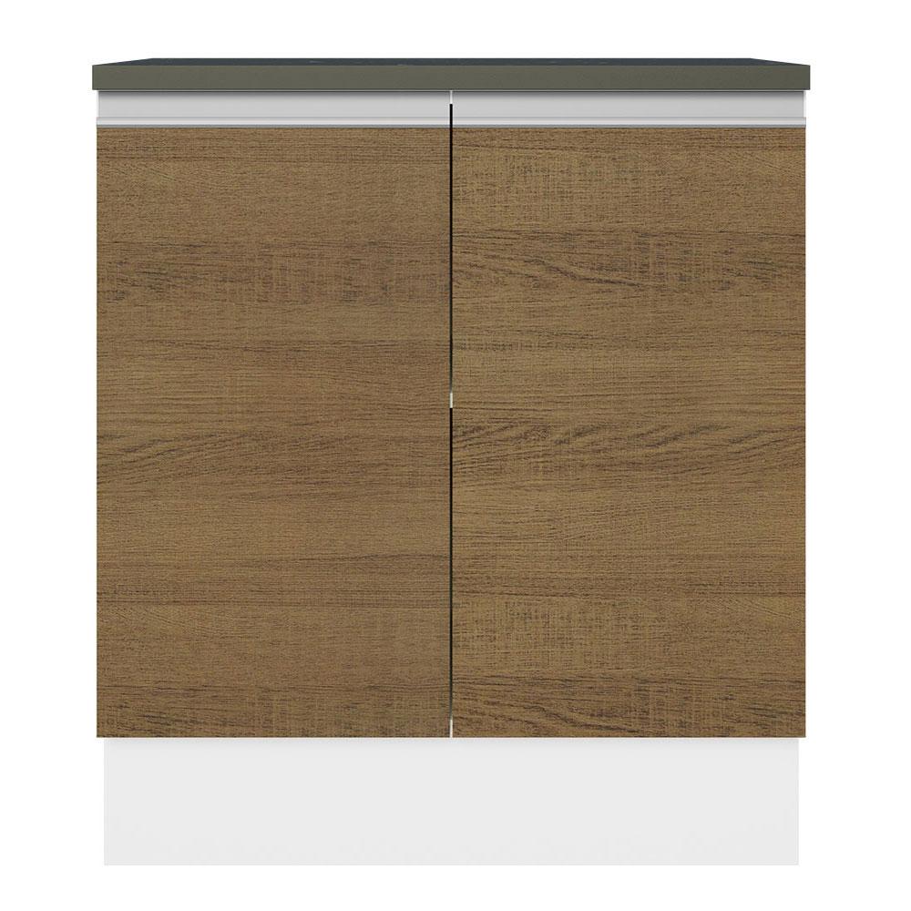 Balcão Armário de Cozinha 100% MDF 70 cm 2 Portas Branco/Rustic Acordes Madesa