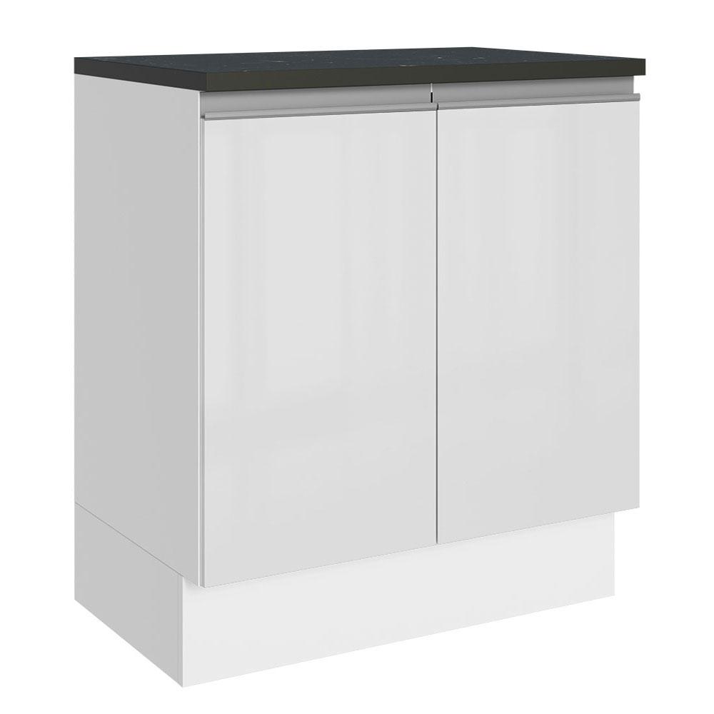 Balcão Armário de Cozinha 100% MDF 70 cm 2 Portas Frentes Branco Brilho Acordes Madesa