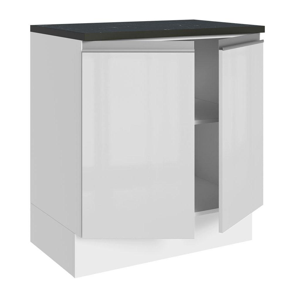 Balcão Armário de Cozinha 100% MDF 70 cm 2 Portas Frentes Branco Brilho Acordes Madesa