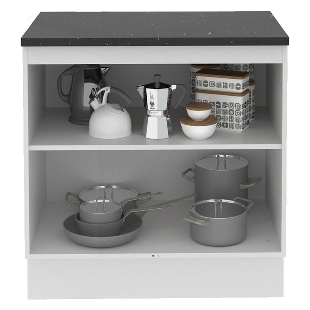 Balcão Armário de Cozinha 100% MDF 80 cm 2 Portas Branco Brilhante Acordes Madesa