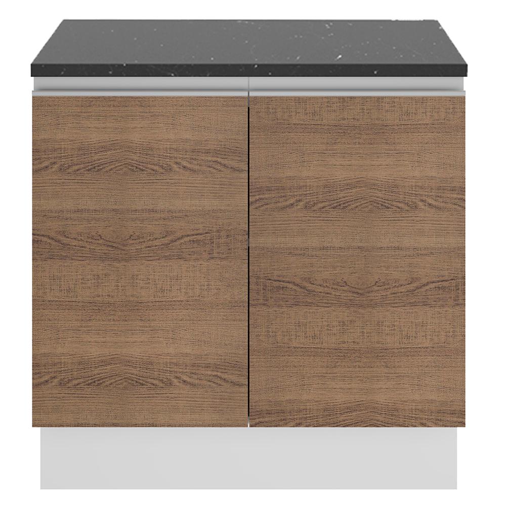 Balcão Armário de Cozinha 100% MDF 80 cm 2 Portas Branco/Rustic Acordes Madesa