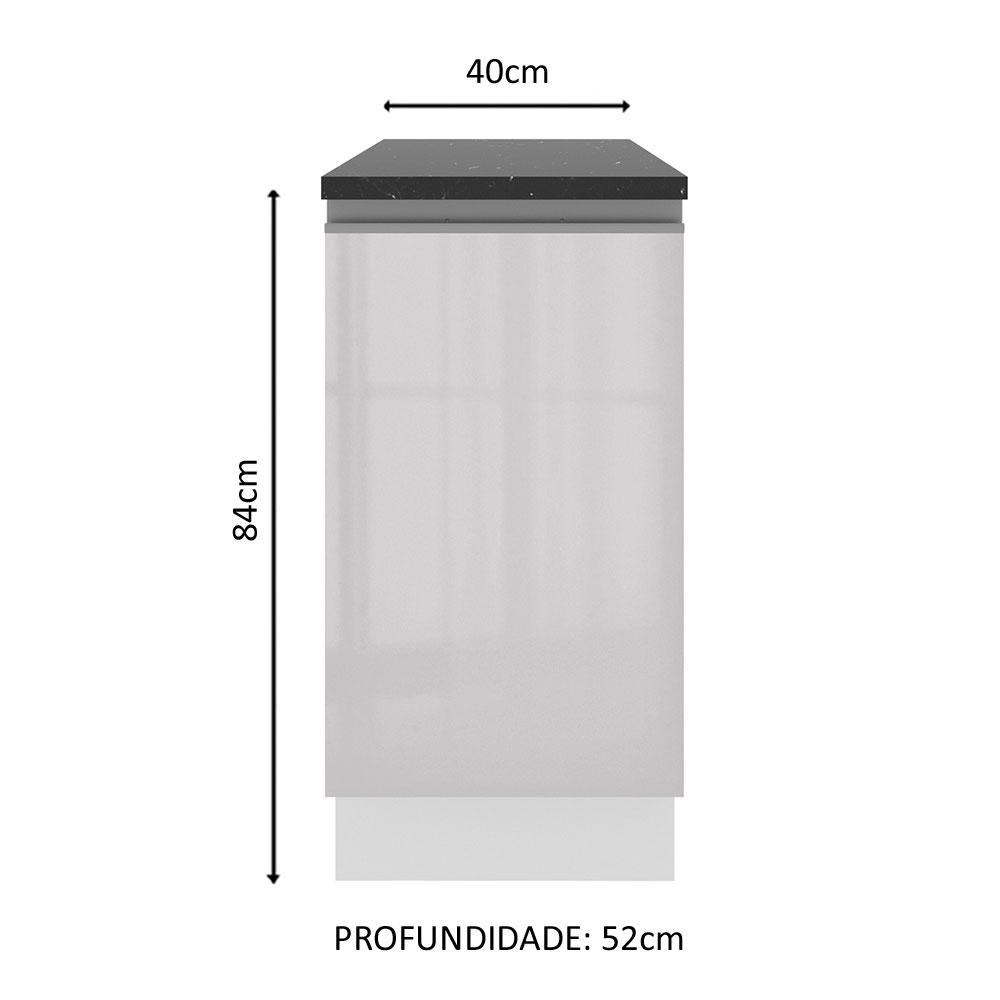 Balcão Armário de Cozinha 100% Mdf 40 cm 1 Porta Porta Branco Brilho Acordes Madesa