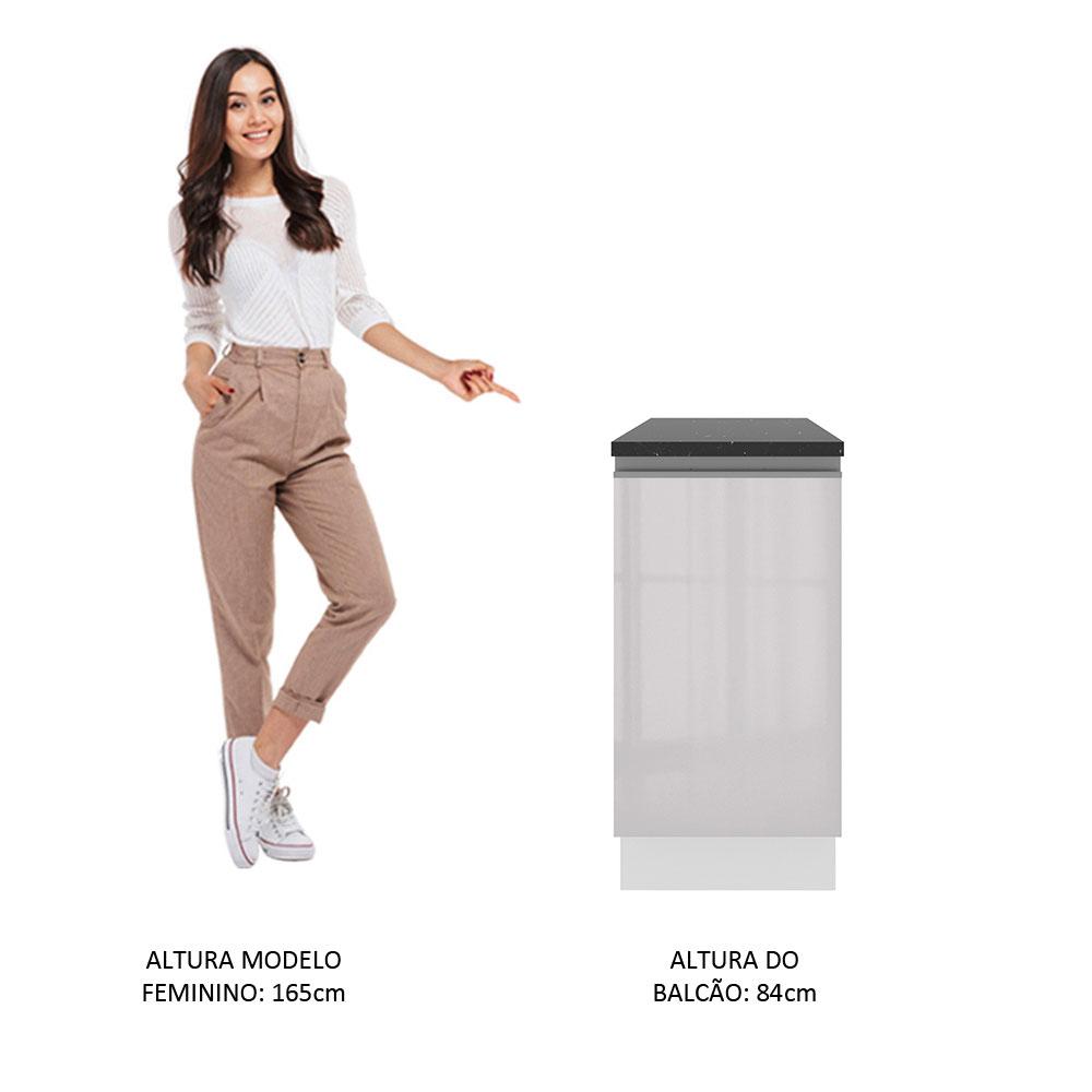 Balcão Armário de Cozinha 100% Mdf 40 cm 1 Porta Porta Branco Brilho Acordes Madesa