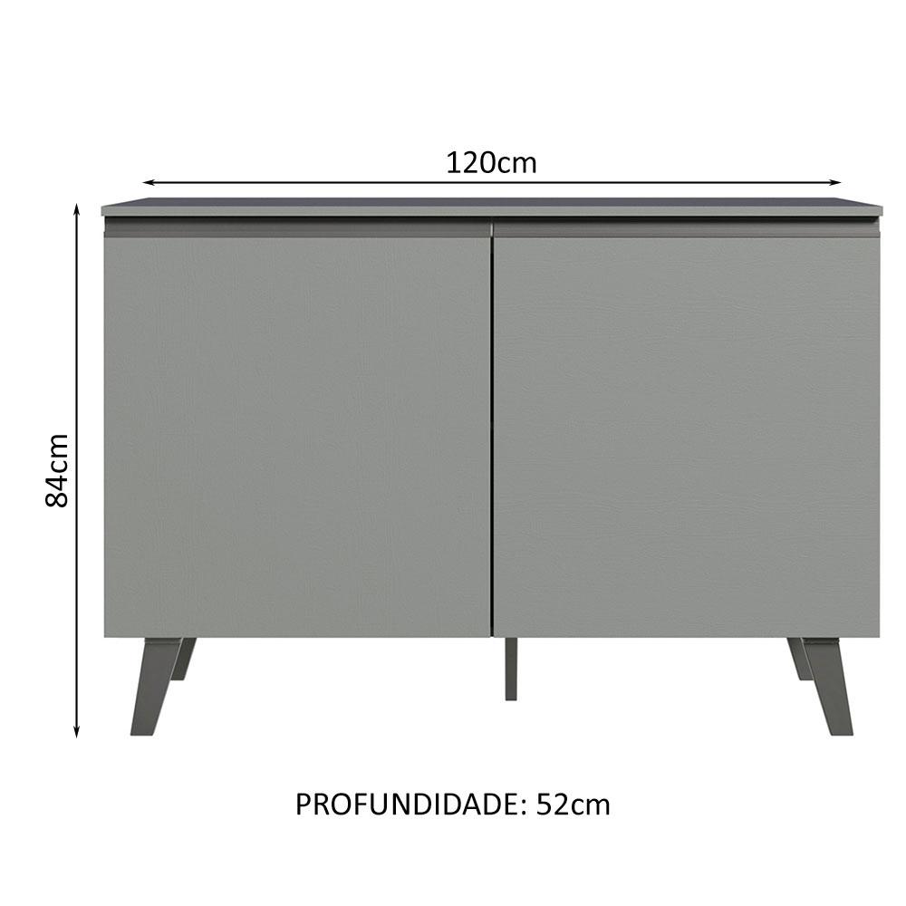 Balcão Armário de Cozinha 2 Portas Com Pés Cinza Nice Madesa