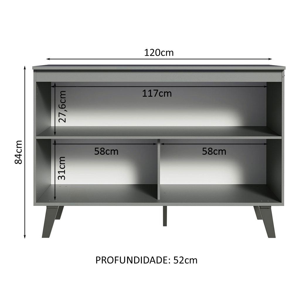 Balcão Armário de Cozinha 2 Portas Com Pés Cinza Nice Madesa