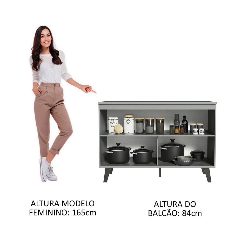 Balcão Armário de Cozinha 2 Portas Com Pés Cinza Nice Madesa