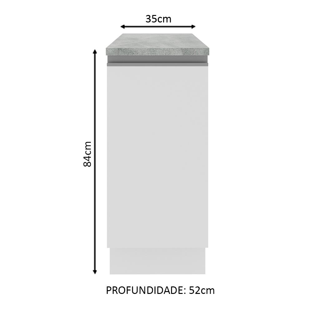 Balcão Armário de Cozinha 35 cm 1 Porta Branco Glamy Madesa