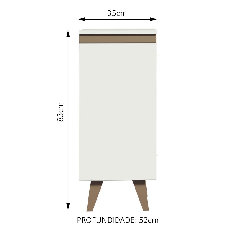 Balcão Armário de Cozinha 35 cm 1 Porta Branco Reims Madesa