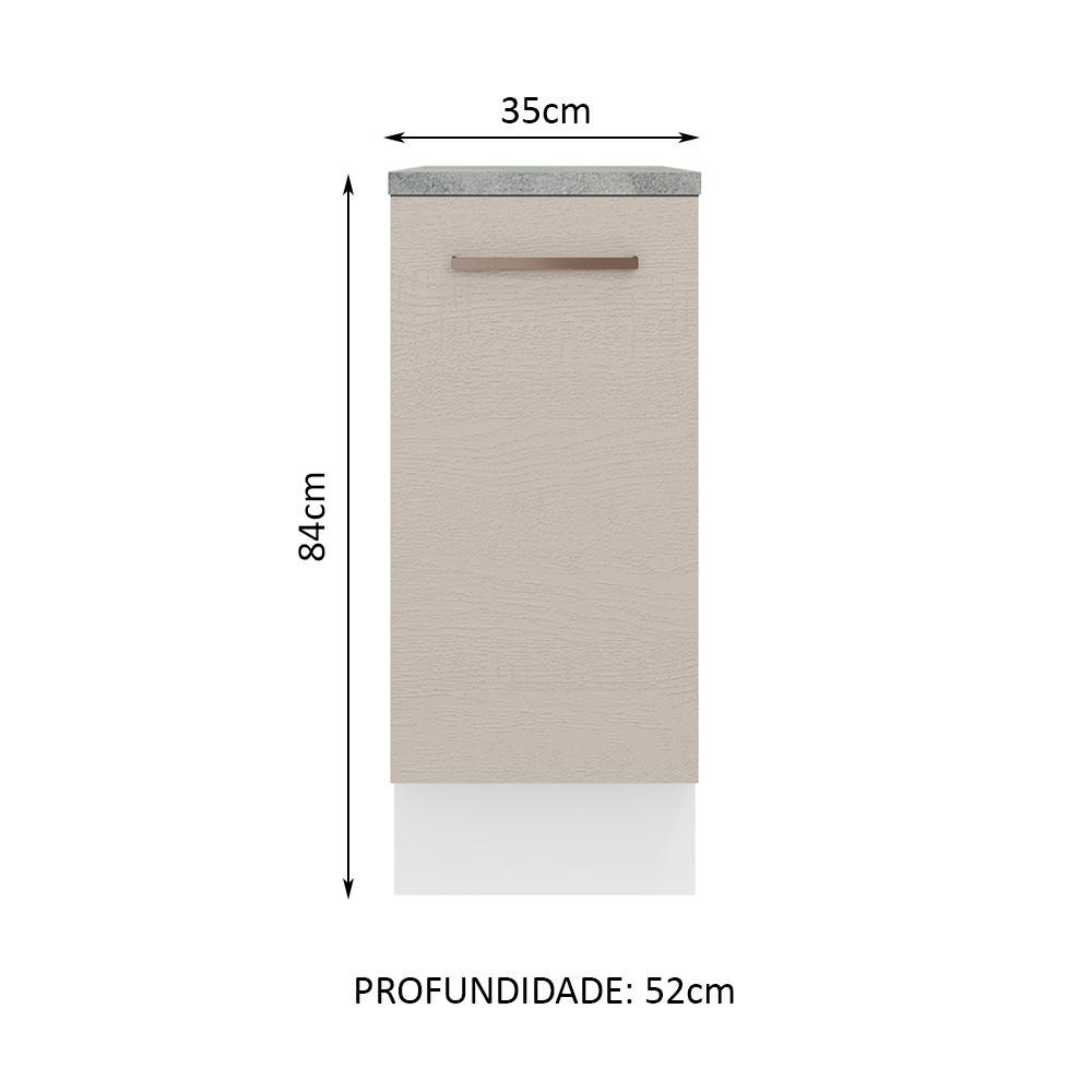 Balcão Armário de Cozinha 35 cm 1 Porta Branco/Crema Agata Madesa