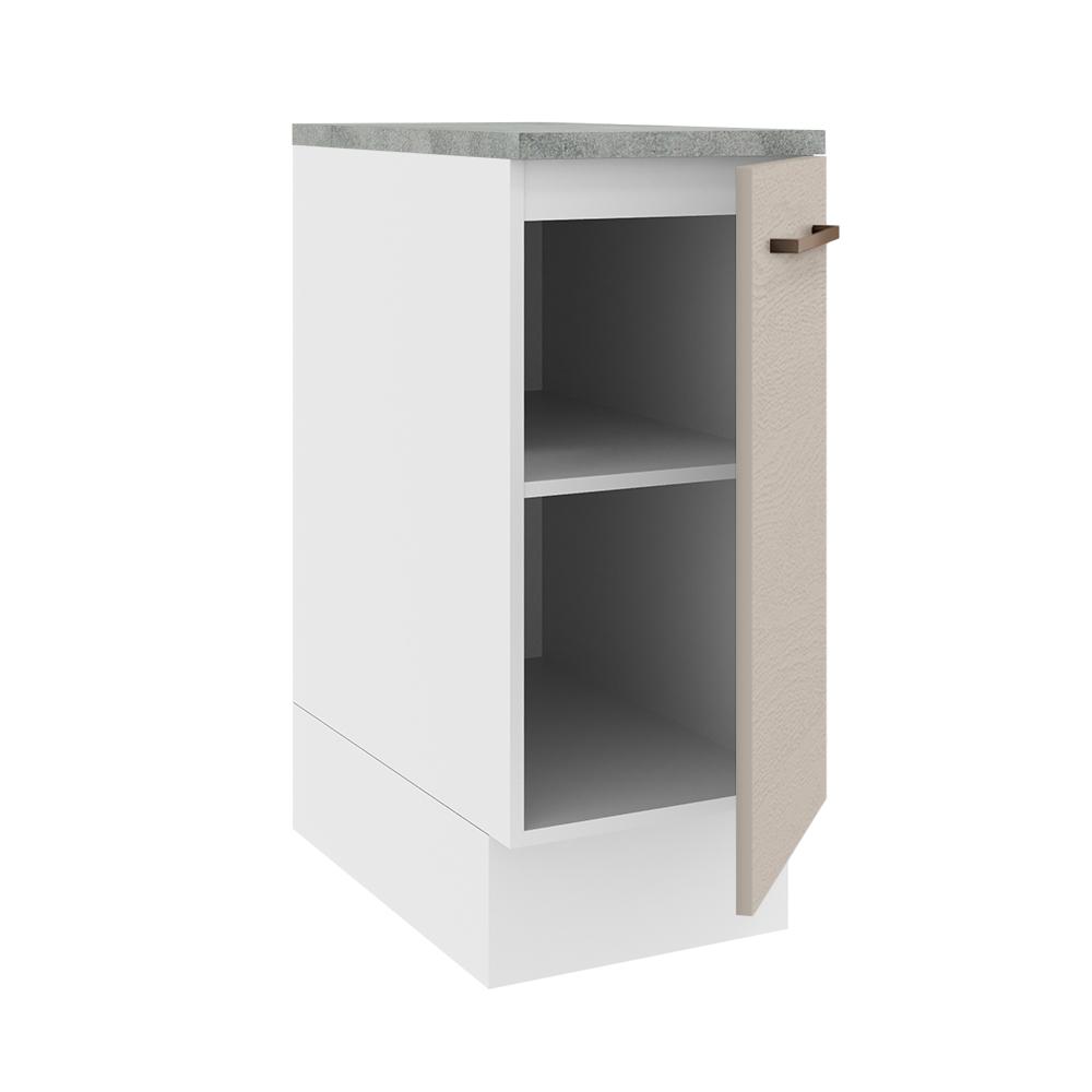 Balcão Armário de Cozinha 35 cm 1 Porta Branco/Crema Agata Madesa