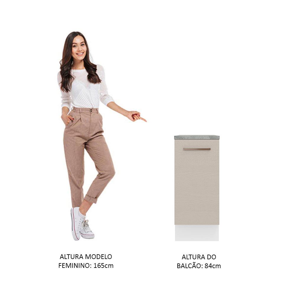 Balcão Armário de Cozinha 35 cm 1 Porta Branco/Crema Agata Madesa