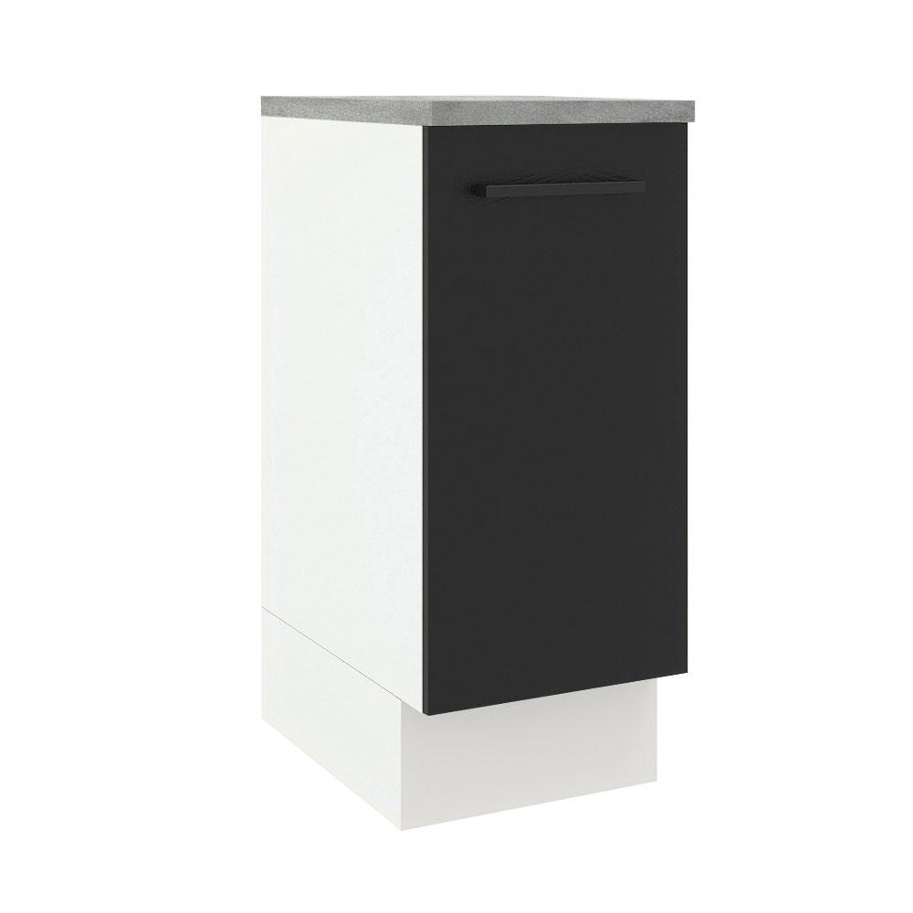 Balcão Armário de Cozinha 35 cm 1 Porta Branco/Preto Agata Madesa