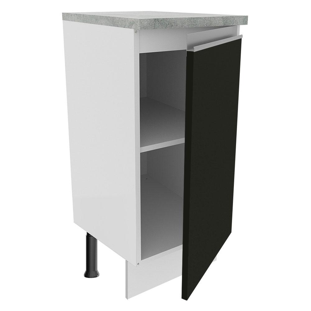 Balcão Armário de Cozinha 35 cm 1 Porta Branco/Preto Glamy Madesa