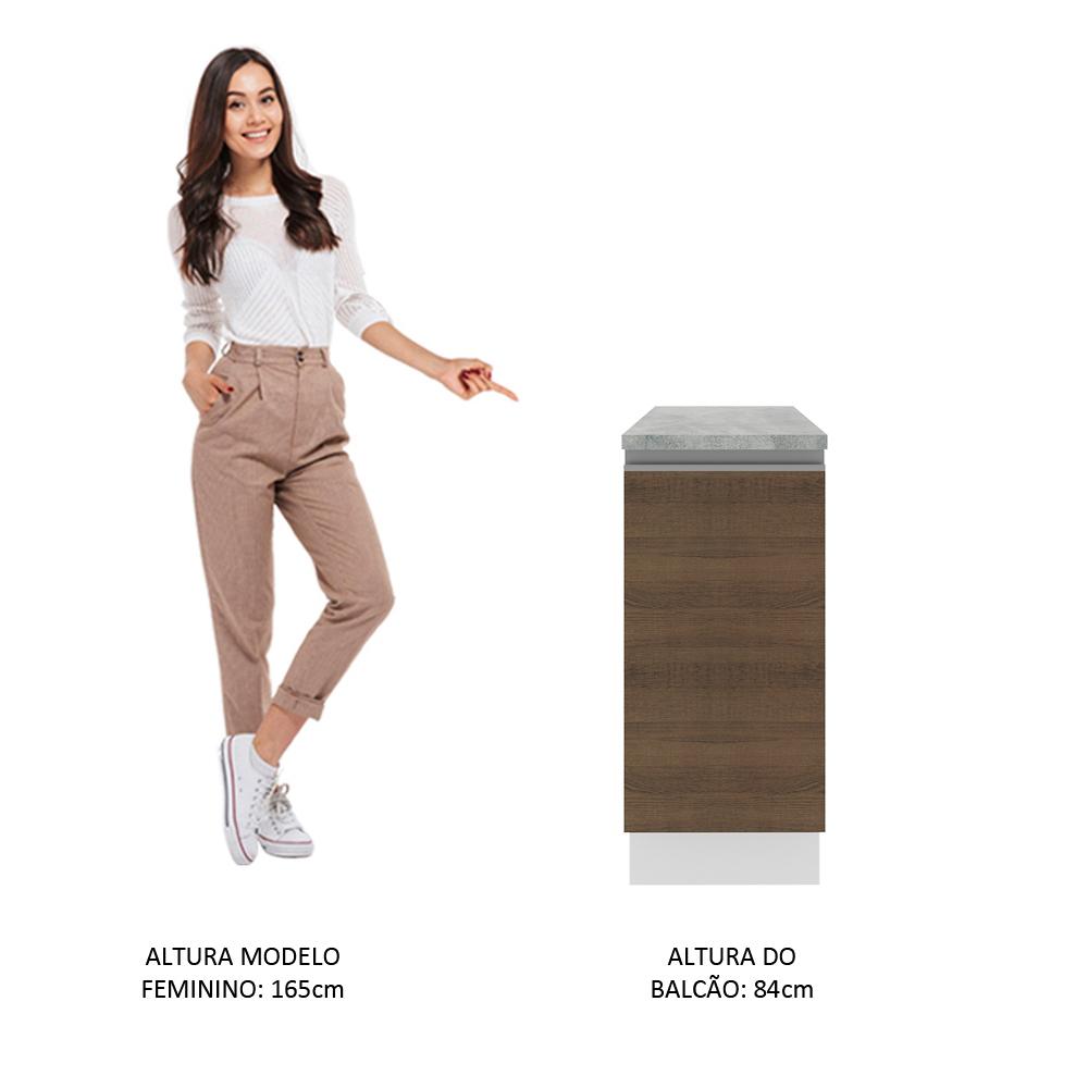 Balcão Armário de Cozinha 35 cm 1 Porta Branco/Rustic Glamy Madesa