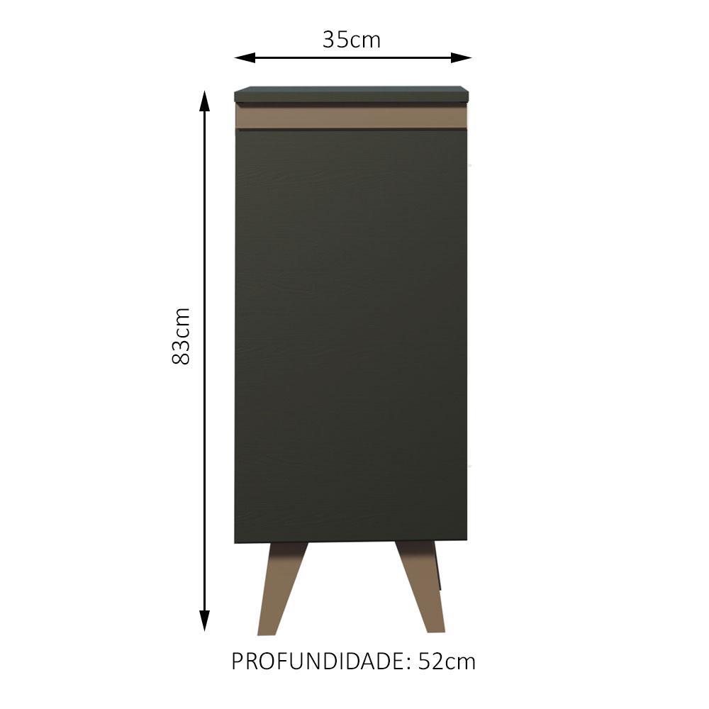 Balcão Armário de Cozinha 35 cm 1 Porta Preto Reims Madesa