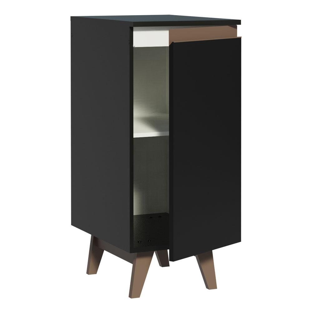 Balcão Armário de Cozinha 35 cm 1 Porta Preto Reims Madesa