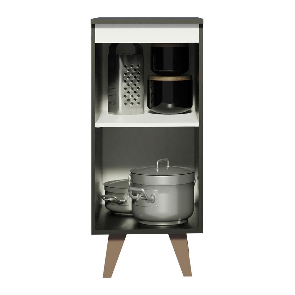 Balcão Armário de Cozinha 35 cm 1 Porta Preto Reims Madesa