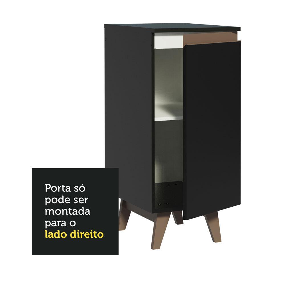 Balcão Armário de Cozinha 35 cm 1 Porta Preto Reims Madesa