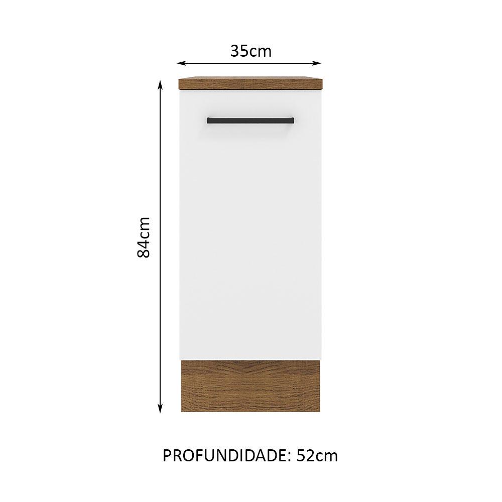 Balcão Armário de Cozinha 35 cm 1 Porta Rustic/Branco Agata Madesa