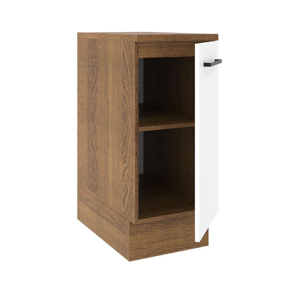 Balcão Armário de Cozinha 35 cm 1 Porta Rustic/Branco Agata Madesa