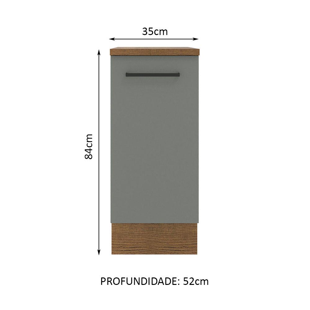 Balcão Armário de Cozinha 35 cm 1 Porta Rustic/Cinza Agata Madesa