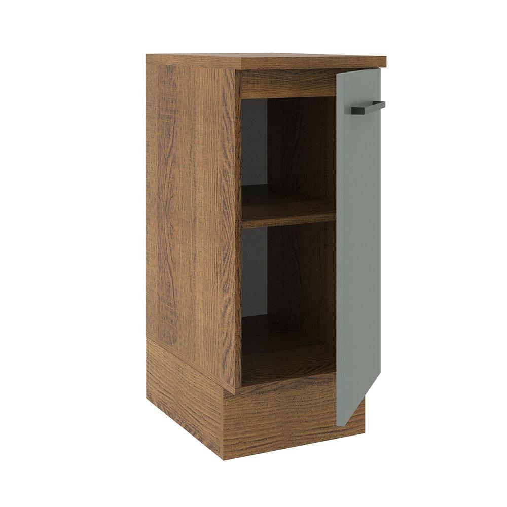 Balcão Armário de Cozinha 35 cm 1 Porta Rustic/Cinza Agata Madesa