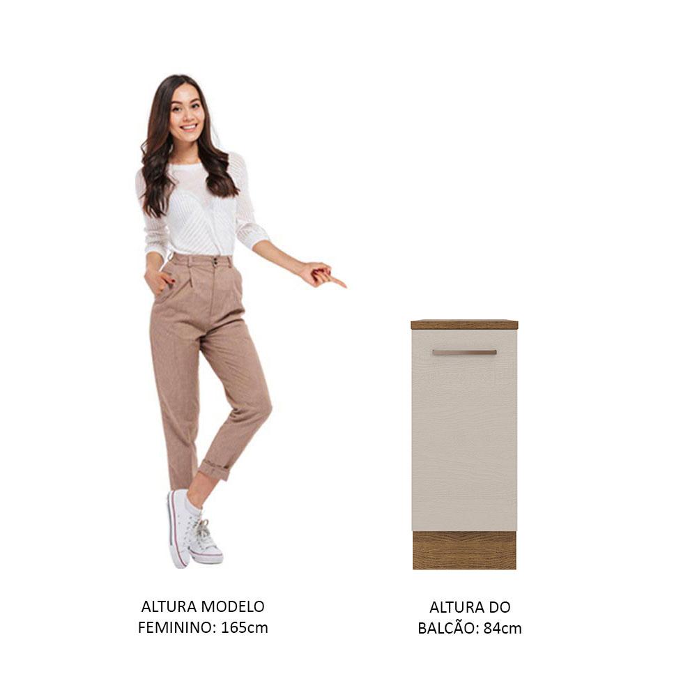 Balcão Armário de Cozinha 35 cm 1 Porta Rustic/Crema Agata Madesa