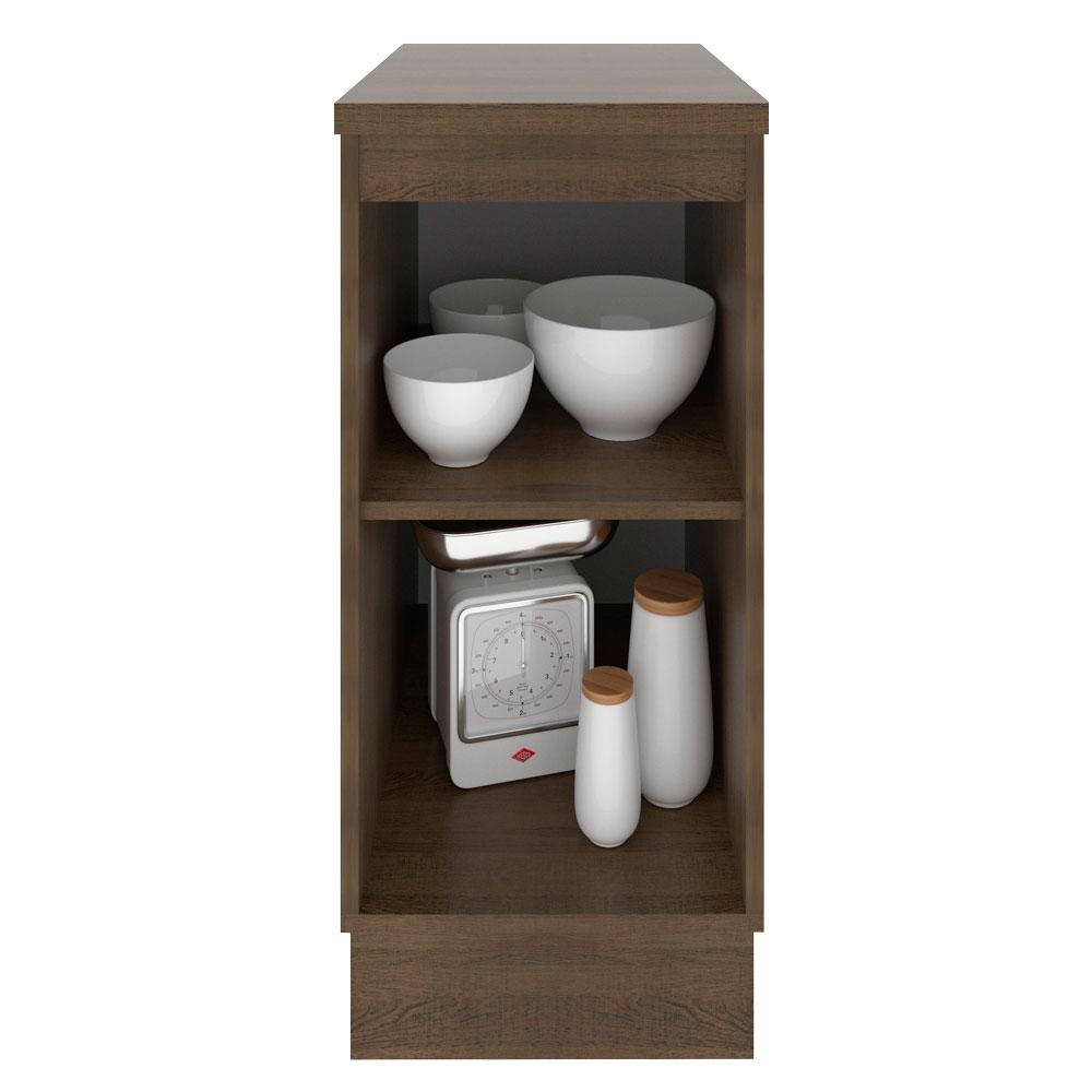 Balcão Armário de Cozinha 35 cm 1 Porta Rustic/Preto Glamy Madesa