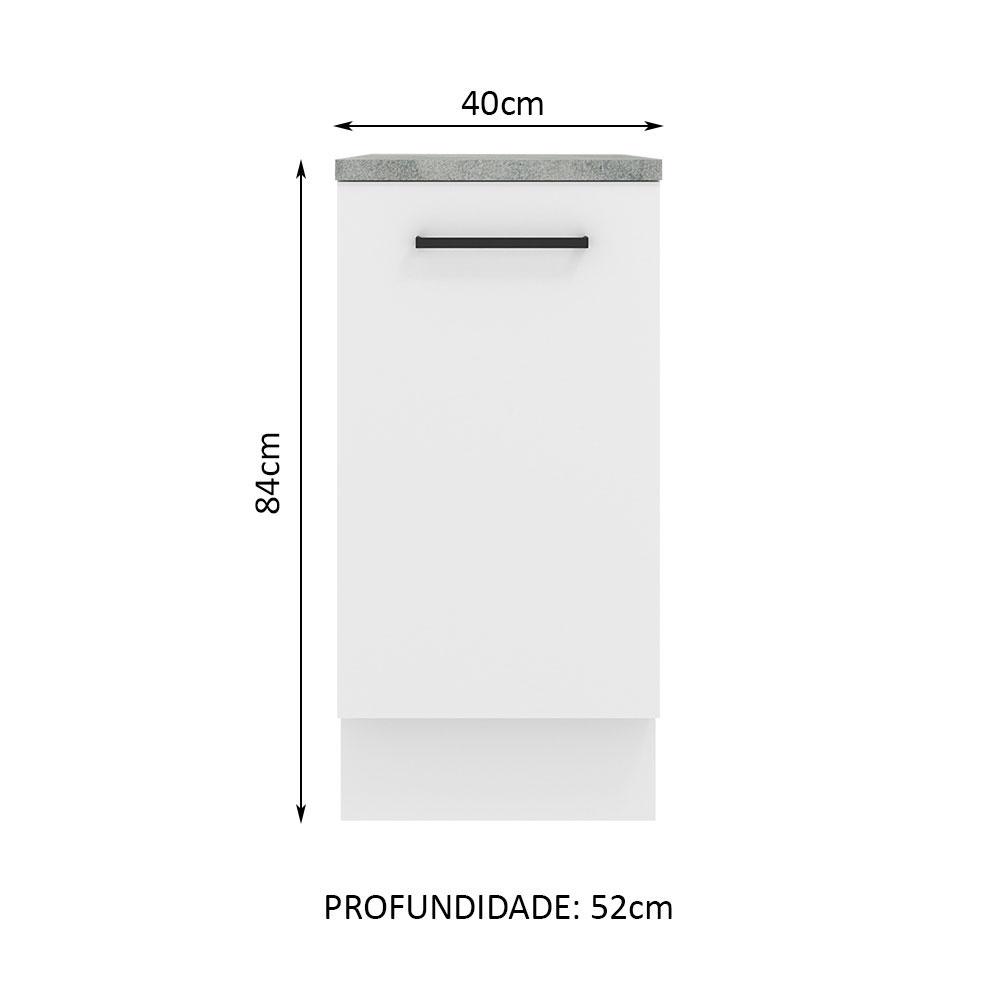 Balcão Armário de Cozinha 40 cm 1 Porta Branco Agata Madesa