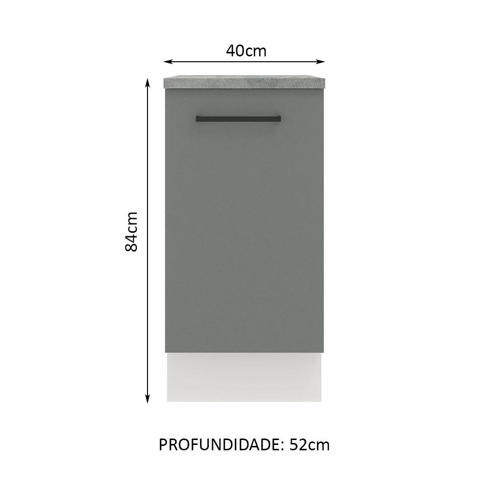 Balcão Armário de Cozinha 40 cm 1 Porta Branco/Cinza Agata Madesa