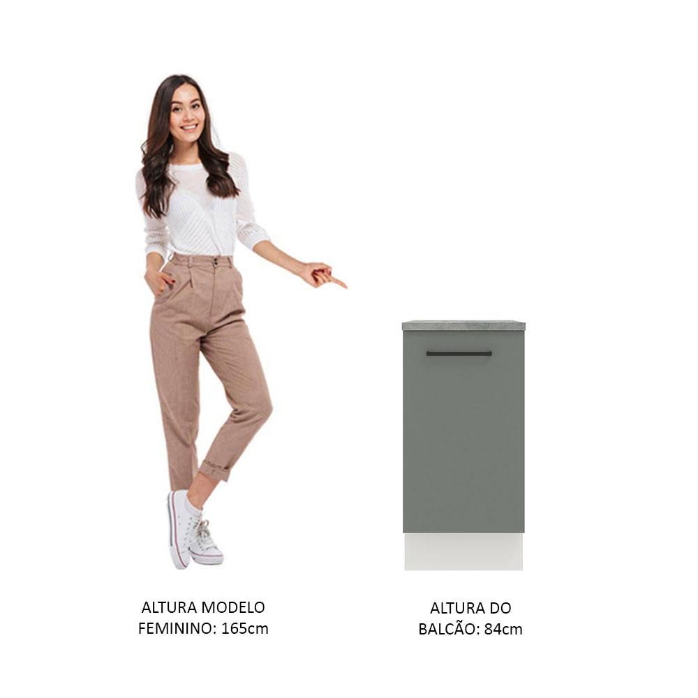 Balcão Armário de Cozinha 40 cm 1 Porta Branco/Cinza Agata Madesa