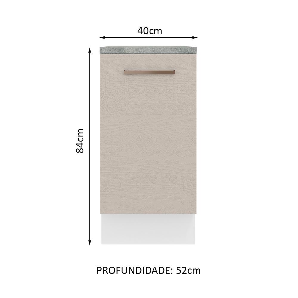 Balcão Armário de Cozinha 40 cm 1 Porta Branco/Crema Agata Madesa
