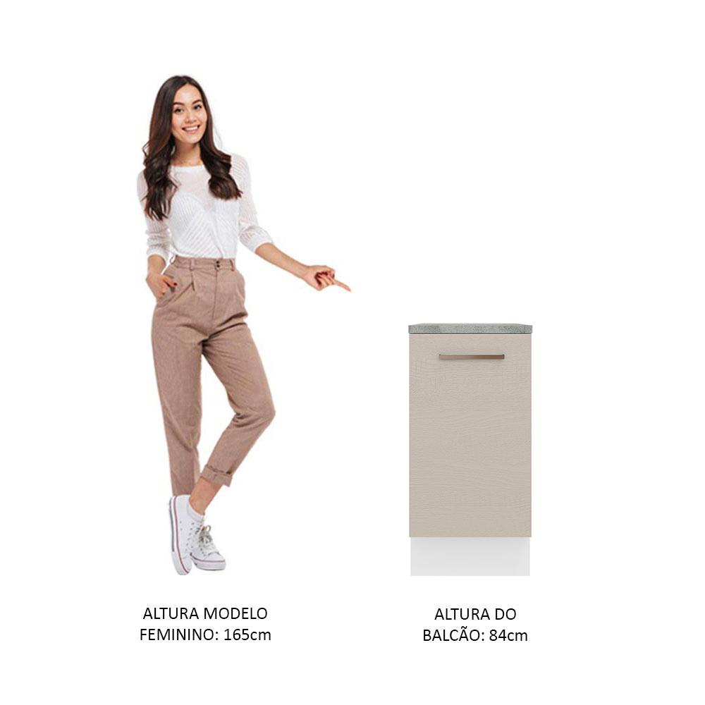 Balcão Armário de Cozinha 40 cm 1 Porta Branco/Crema Agata Madesa