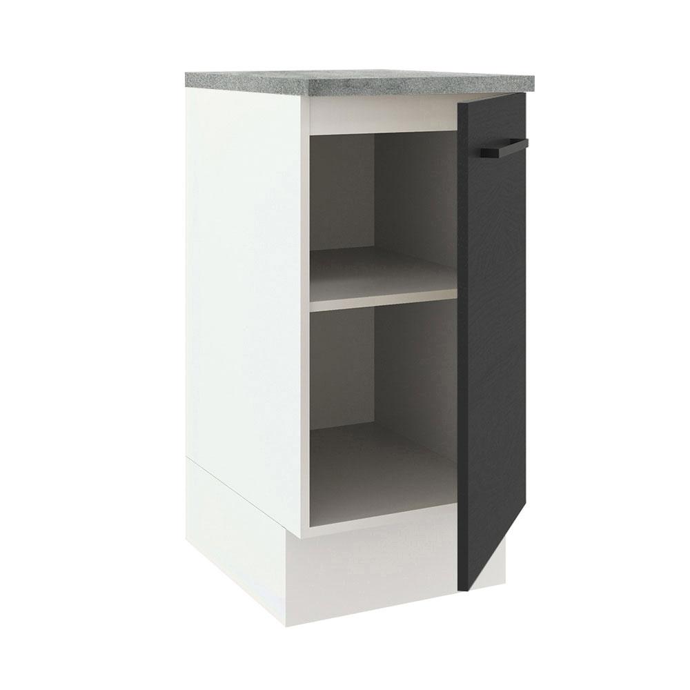Balcão Armário de Cozinha 40 cm 1 Porta Branco/Preto Agata Madesa