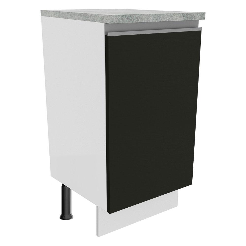 Balcão Armário de Cozinha 40 cm 1 Porta Branco/Preto Glamy Madesa