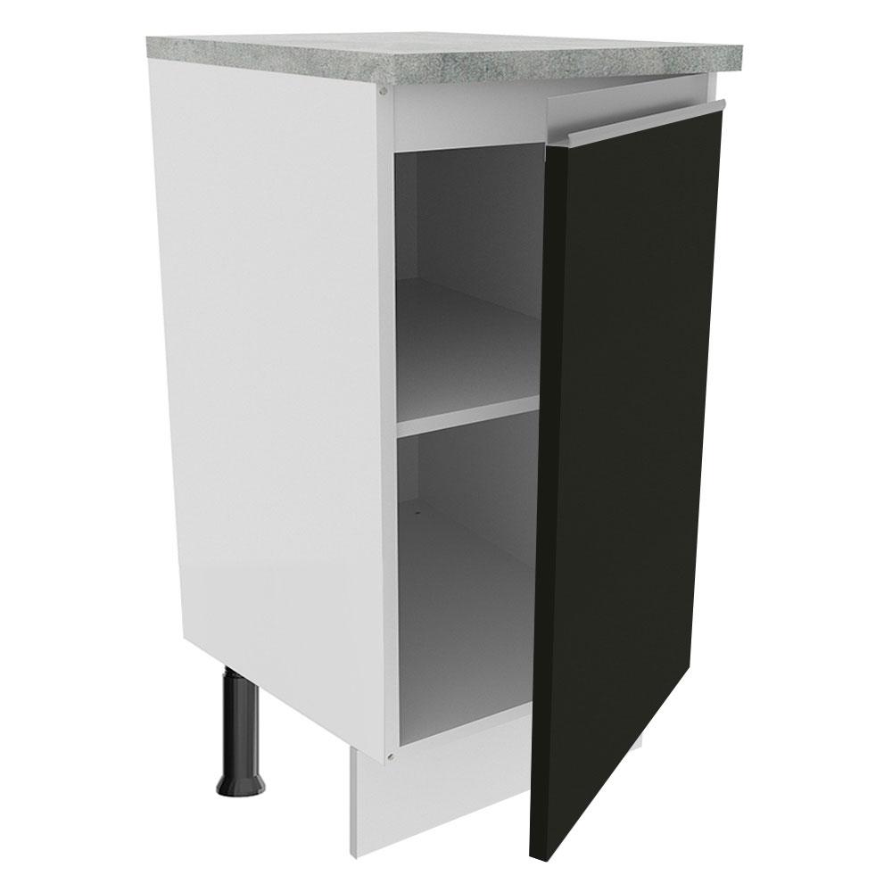Balcão Armário de Cozinha 40 cm 1 Porta Branco/Preto Glamy Madesa