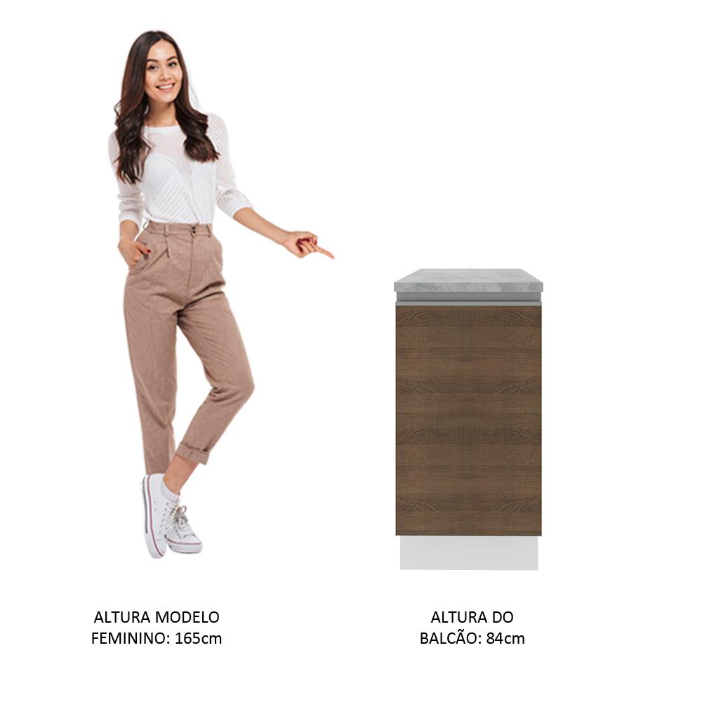 Balcão Armário de Cozinha 40 cm 1 Porta Branco/Rustic Glamy Madesa