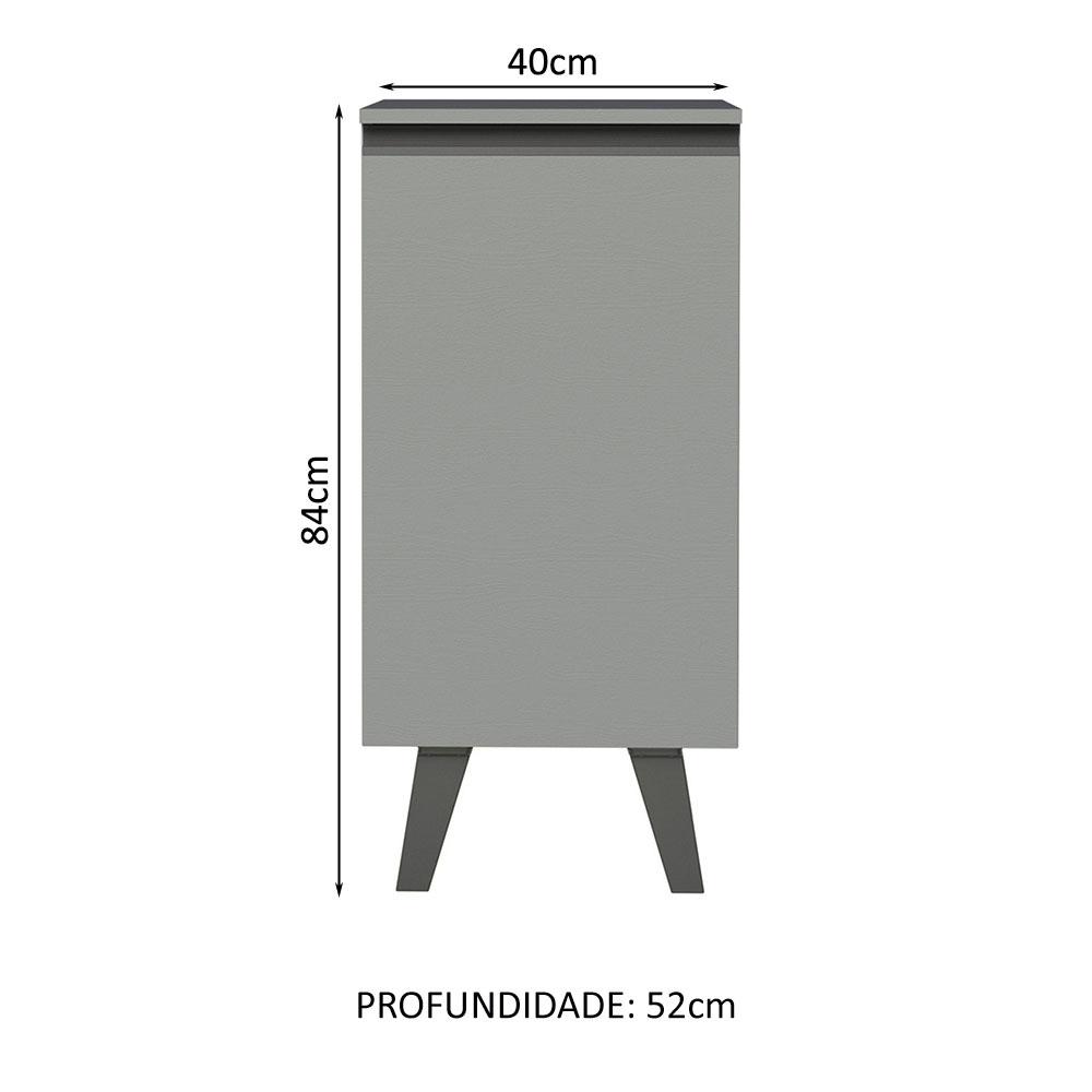 Balcão Armário de Cozinha 40 cm 1 Porta Com Pés Cinza Nice Madesa