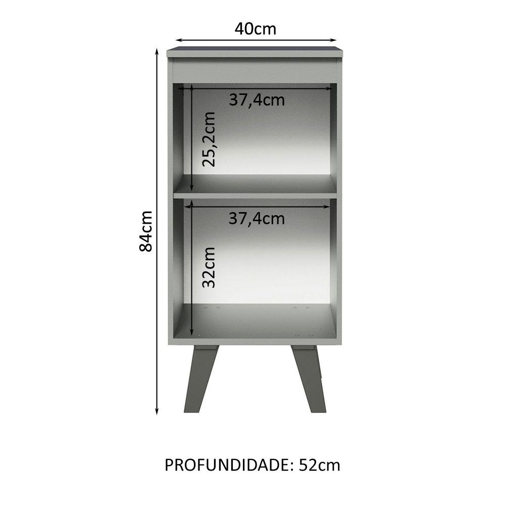 Balcão Armário de Cozinha 40 cm 1 Porta Com Pés Cinza Nice Madesa