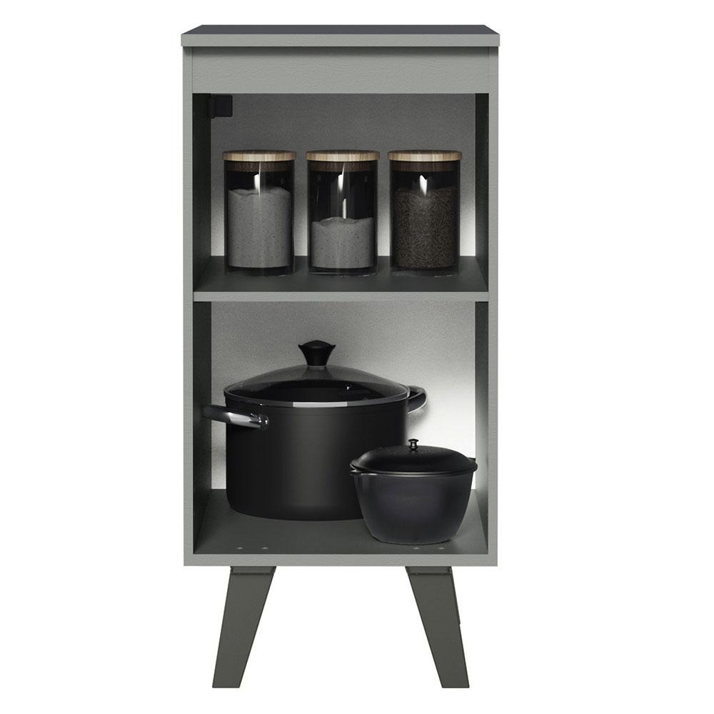 Balcão Armário de Cozinha 40 cm 1 Porta Com Pés Cinza Nice Madesa